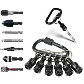 1/4 Inch Bit Holder Keychain, 6 Pcs Extension Bar Keychain, Aluminum Alloy Hex Shank Bit Holder for Drill Bits, Screwdrivers (6 Pcs)(Black)