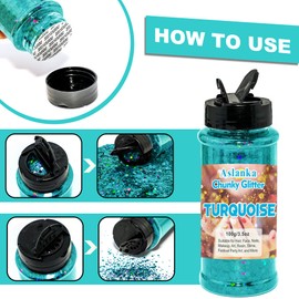 Holographic Glitter, Ice Blue Glitter for Face Body Glitter, Nail Glitter for Nail Art, Make-Up, Face Body, Hair, Slime, Crafts, DIY