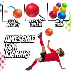 8.5 Inch Playground Balls For Kids & Adults - (pack Of 6) Inflatable Rubber Indoor Outdoor Bouncy Dodgeballs, Kickballs, Four Square Balls And Handballs For School, Gym, Recess And More With Ball Pump