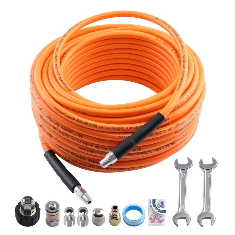 maXpeedingrods Sewer Jetter Kit for Pressure Washer 100FT, 5800PSI Drain