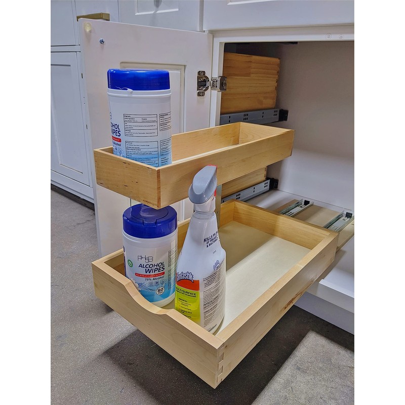 2 Tier Pull Out Organizer Shelf Sliding Drawer Storage for