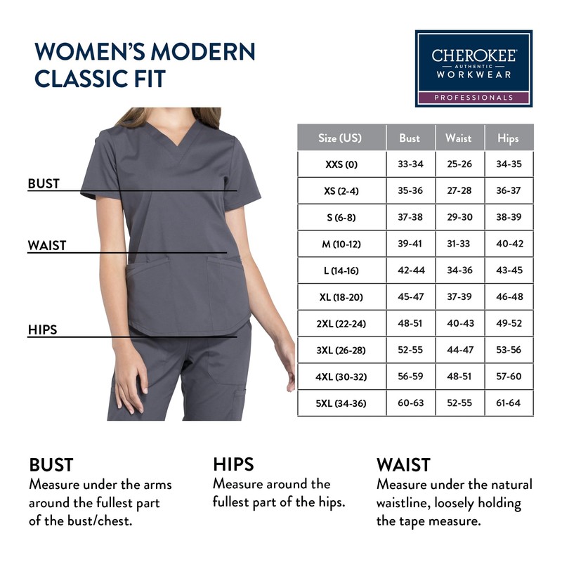 CHEROKEE Workwear Professionals Women Scrubs Top V-Neck WW665, XL, Pewter