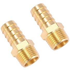 2 Pack Brass Hose Fitting, Adapter,5/8" Barb x 1/2" NPT Male Pipe