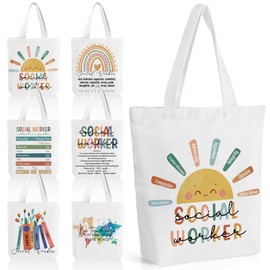 Paterr 12 Pcs Social Worker Appreciation Gift Canvas Tote Bags Bulk Thank You Bags with Zipper Office Supplies Valentines Coworker Gifts for MSW Volunteer Students Teacher Nurse Party Favors