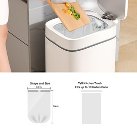 WAIKAS 13 Gallon Trash Bags Drawstring, Pack of 28 Garbage Bags for Kitchen and Home Use, 63x70cm Size, 12g/pcs, Unscented, White