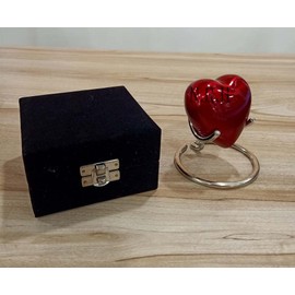 Red Heart Cremation Urn Heart Keepsake Urn for Human Ashes with Premium Box & Silver Stand Small Handcrafted Red Urn for Ashes Small Heart Shaped Urn Perfect Mini Urn for Your Loved Ones