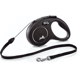 Flexi Correa retráctil clásica para Perro (Cuerda), para Perros de hasta 26 Libras, 16 pies, pequeña, Negra