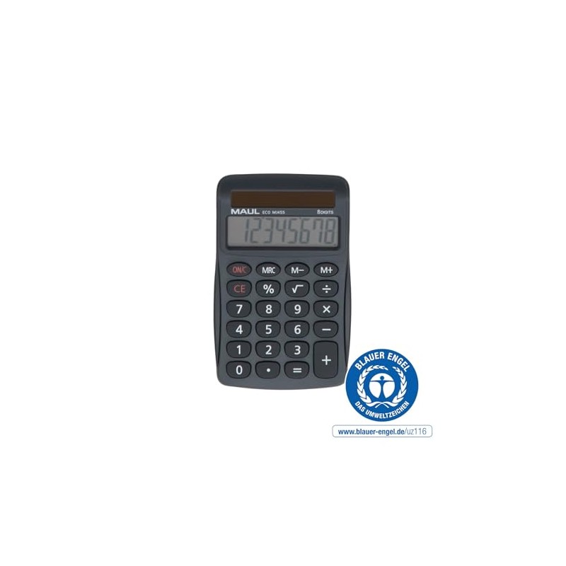 MAUL Eco MJ 455 Calculator, Solar with 8 Digits Display,