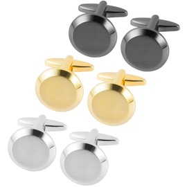 Dannyshi Cufflinks for Men Classic Wedding Business Shirt Cuff Links Silver Gold Black Set Gifts with Box (Silver/Gold/Black)