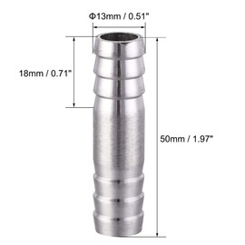 TA-VIGOR 2Pcs Barb Hose Fittings, 13mm x 50mm Straight Coupler Air Hose Connectors Splicer Stainless Steel Quick Adapter for Air Pipe, Fuel Line, Water Pipe