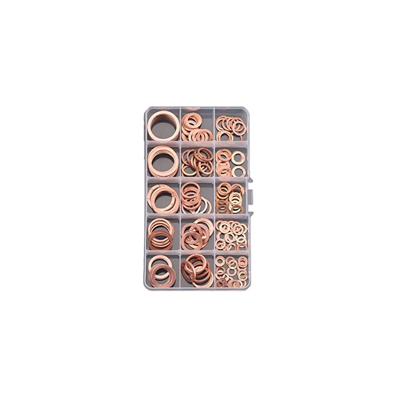 MACHSWON 178 PCS Red Copper Flat Washer Set M5-M24 Gasket