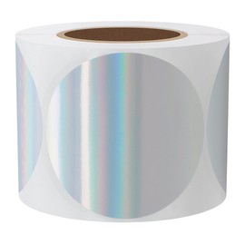 Hybsk 300pcs Holographic Silver Thermal Sticker Rainbow Thermal Labels for Shipping, Barcodes, Address, Compatible with Rollo Label Printer & Zebra Desktop Printers (2")