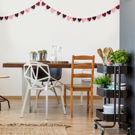 Mobiusea Party Heart Decorations Heart Garland | Pre-Strung Felt Heart Garland | Pink, Red and Burgundy 4 Sets Valentine Garland Felt Valentines Day Garland | Heart Felt Garland for Valentine Decor