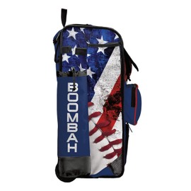 Boombah Rolling Catchers Superpack 2.0 Baseball/Softball Gear Bag - 23-1/2" x 13-1/2" x 9-1/2" - USA Baseball Royal Blue/Red/White - Telescopic Handle - Holds 4 Bats - Wheeled Version