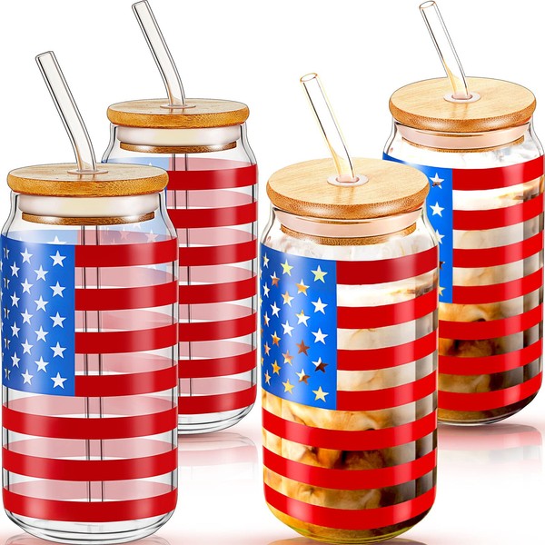 4 Set 16 oz 4th of July Cups American Flag