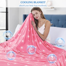 inhand Cooling Blanket Queen Size (90"x90") - Cooling Picnic Outdoor Pink Throw Blankets for Hot Sleepers - Lightweight Summer Cold Blanket Home Decor Dorm Room Essentials Stuff for Girls Boys - Pink