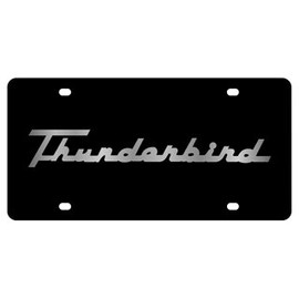 Ford Thunderbird Retro Script License Plate on Black Steel
