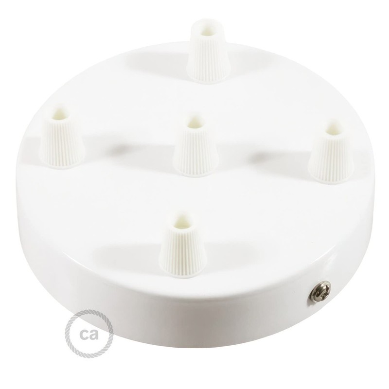 Creative-Cables 5 Holes White Cylinder Rosette Kit, bracket, screws and