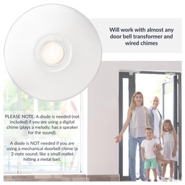 Newhouse Hardware Lighted Round Door Chime Button White WH5WL, White Doorbell Button for Refits or Home Improvement, Wired Doorbell Button Replacement for Most Doorbell Chimes, Lighted Doorbell Button