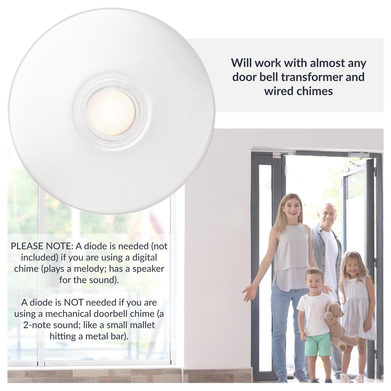 Newhouse Hardware Lighted Round Door Chime Button White WH5WL, White