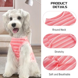 XPUDAC 4 Pack Dog Clothes Waffle Dog Shirts for Small Dogs Breathable Stretchy Pet Tank Top Vest Lightweight Cat Shirt, Pink Purple-2XL