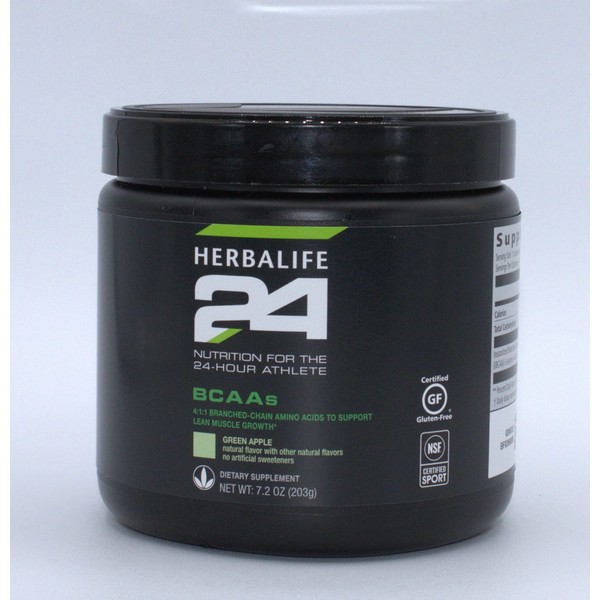 Herbalife 24 BCAAs: Green Apple Nutrition (203 G) for The 24-Hour Athlete, Branched-Chain Amino Acids to Support Lean Muscle Growth, Natural Flavor, No Artificial Sweetener, Stimulant Free