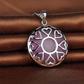 Infinite U Stylish Hearts 925 Sterling Silver Pink Cats Eye Pendant Necklace Locket for Women/Girls, Silver