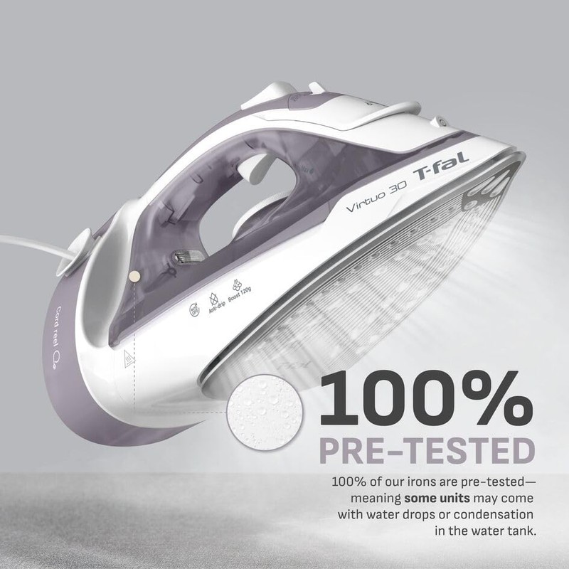 T-Fal Virtuo Steam Iron for Clothes with Retractable Cord, Portable