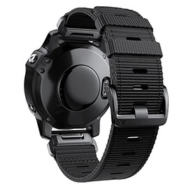 Notocity Nylon Watch Strap for Garmin Fenix 5X / Fenix 6X / Enduro/Fenix 7X, 26mm Quick Release Breathable Nylon Wristband Strap For Fenix 5X Plus/Fenix 6X Pro/ Fenix 3/Tactix Delta(Black)