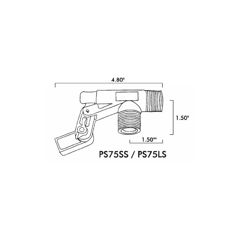 Kerick Valve PS75LS PVC Float Valve, Standard Mount, 16.5 gpm