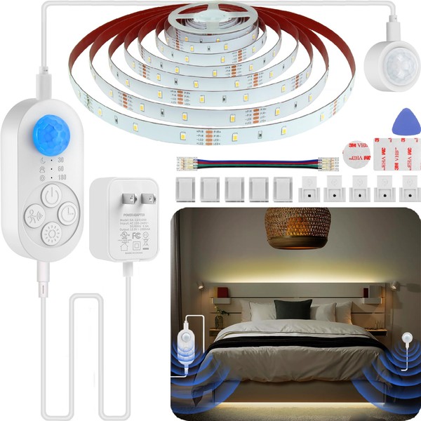 Dual Motion Sensor Light Indoor: Plug-in Motion Activated Under Bed