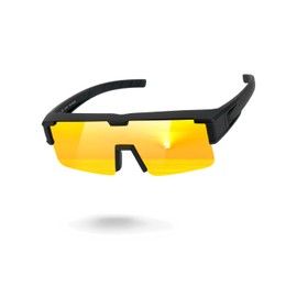 Meeloog Polarized Fit Over Glasses Sunglasses for Men Women, UV Protection Sports Wrap Around for Driving Cycling Fishing (P1 Black Frame/Golden Mirrored Lens)