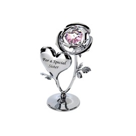 Crystocraft Chrome Plated Rose & Heart Ornament (SISTER)