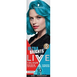 Schwarzkopf LIVE Colour Ultra Brights Turquoise Temptation,Semi-permanent Hair Colour,Lasts Up to 10 Washes