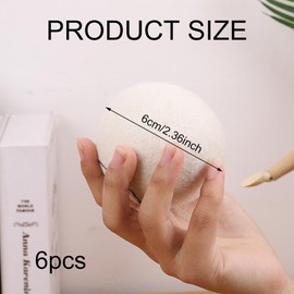 Wool Dryer Balls, Felt Balls for Dryers, Natural Wool Dryer Balls, Pack of 6 Dryer Balls for Tumble Dryers, Wool Dryer Balls, Sheep's Wool, Reusable, Diameter 6 cm, White
