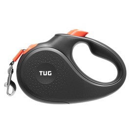 TUG 360° Tangle-Free Retractable Dog Leash | 16 ft Strong Nylon Tape (Small, Black/Orange)