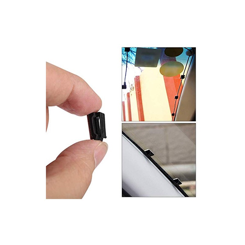 Clips Autoadhesivos para Organización de Cables, 40 Piezas, Negro, Plástico,