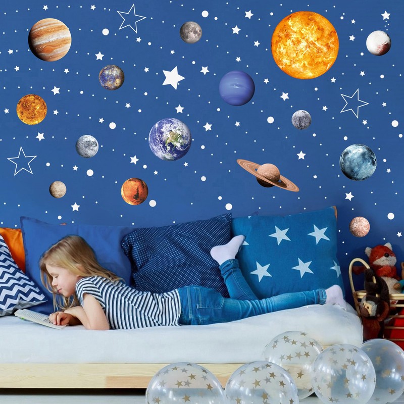 Glow in The Dark Planets Solar System Wall Decals, Glowing