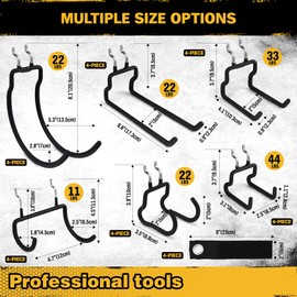 ELEAD 28-Piece Pegboard Hooks with Extension Straps, Heavy Duty Organizer Pegboard Accessories Fit for 1/4" Pegboard, Peg Board Tool Utility Hangers for Power Tool, Drill, Bag, Cord