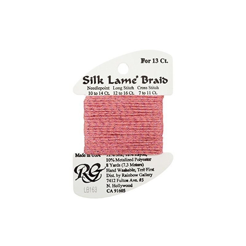 Rainbow Gallery Silk Lame Braid Metallic Needlepoint Thread Pinks, Medium