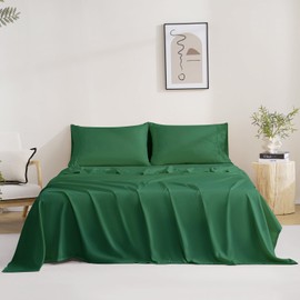 MCO Bedding King Bed Sheets Set - Soft Bed Sheets - Cooling Breathable Bedding Set with 16" Deep Pocket (4 Pieces, King, Forest Green)