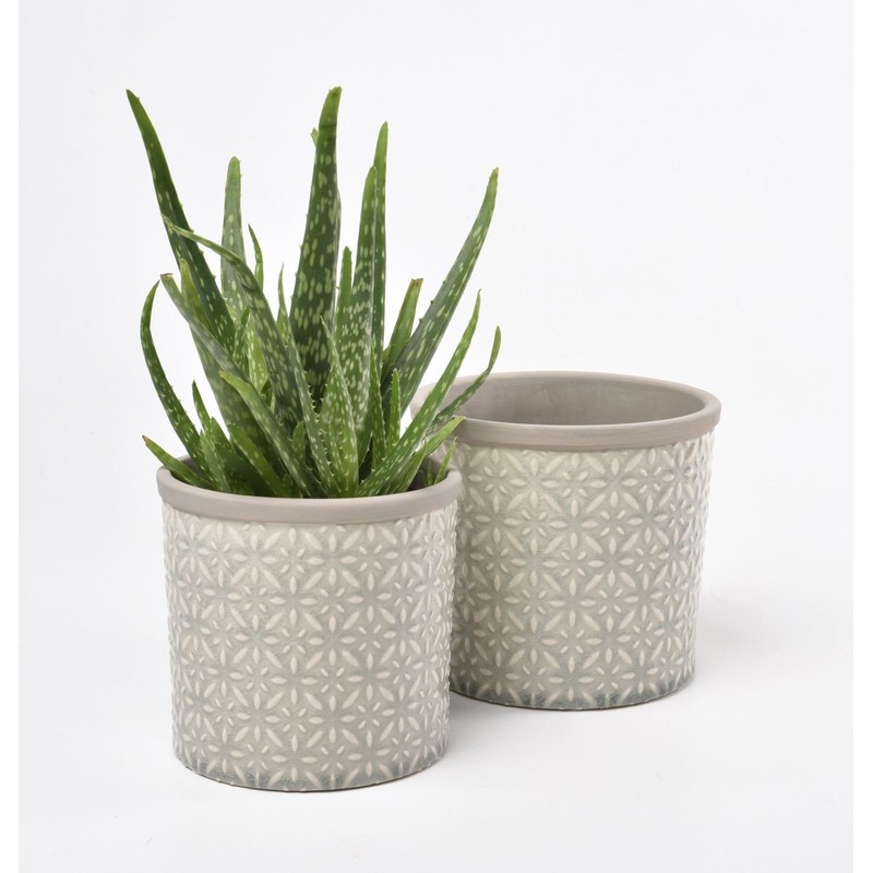 Burgon & Ball Tuscany Ceramic Indoor Planter - Pale Grey,