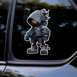2pcs Fully Armed Anime Boy Car Stickers 3.35"x5.91", Cool Waterproof Vinyl Decals for Rear Windshield, Truck, Laptop, Cars, Laptops, Bumpers, Helmets |#AZ209