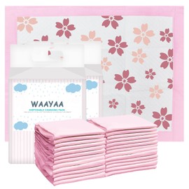 50 Pack Disposable Pads Changing Pads for Baby, Incontinence Care Soft Breathable Liners Multi-Use Super Absorbent Waterproof Under Pads for Newborn Adults Pets (13"x17",Cherry Blossom )