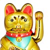 Relaxdays Maneki Neko Waving Cat Good Luck Bringer, Gold, 6.5