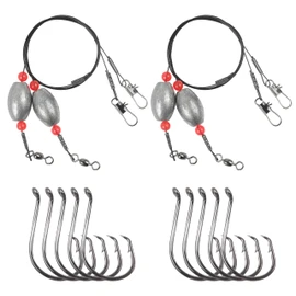 Fishing Egg Ready Rigs Weighted Grouper Rig with Circle Hook Carolina Rig Saltwater Surf Fishing Rigs with Egg Sinkers Circle Hooks