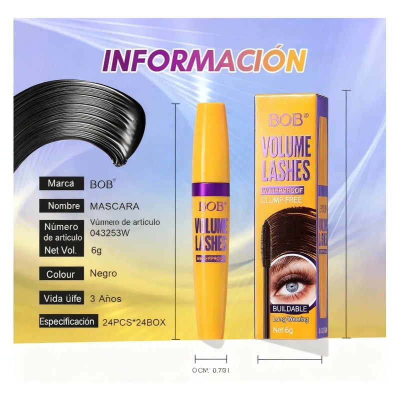 Máscara De Pestañas Volumen Y Alargador 60g Negro+ Rizador