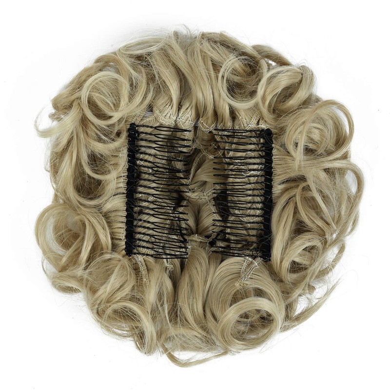 Yamel Chignon Hairpiece Curly Bun Scrunchie Extensions Ash Blonde Synthetic