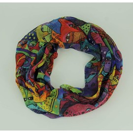 Laurel Burch Feline Tribe Infinity Scarf Lightweight
