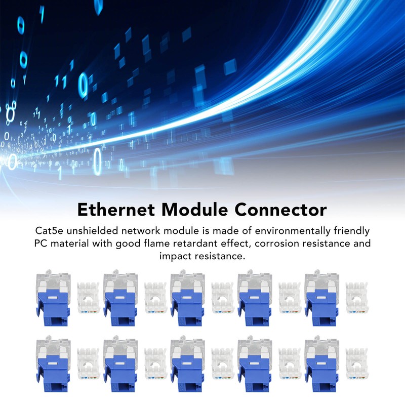 50PCS RJ45 Cat5e Unshielded Network Module 180 Degree Punch Free